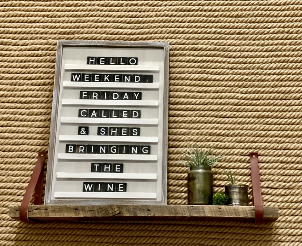 Rope Accent Wall with Hanging Shelf