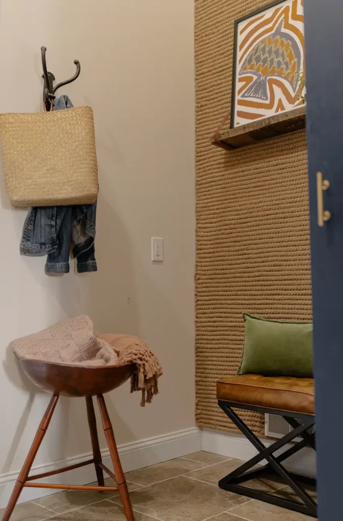 Mudroom Accent Wall made of rope