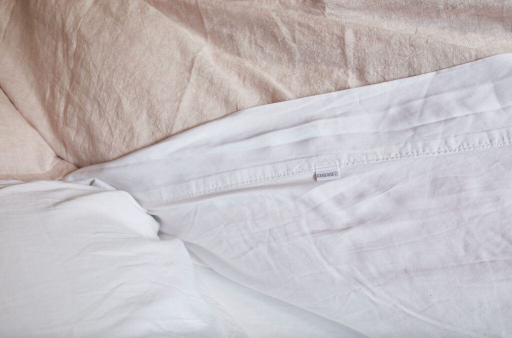 White Bamboo Bed Sheets in Guest Bedroom