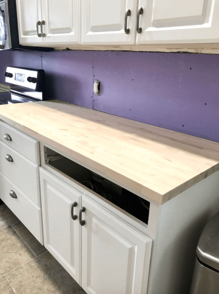 Prepping butcher block counters for staining