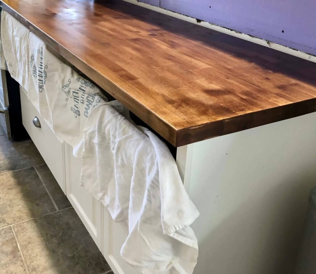 Freshly Stained Butcherblock Counters