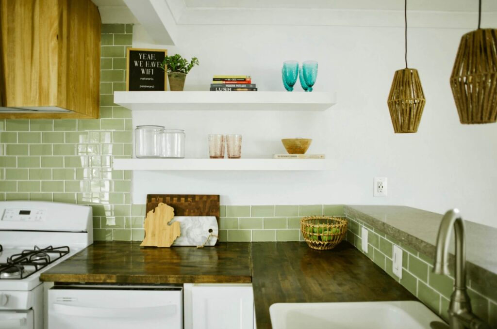 Freshly Stained Butcher Block Countertops
