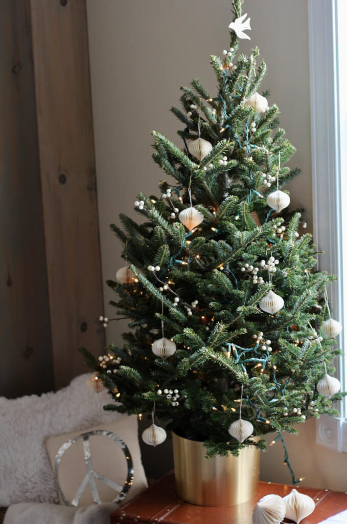 Tabletop Christmas Tree in a Primary Bedroom.