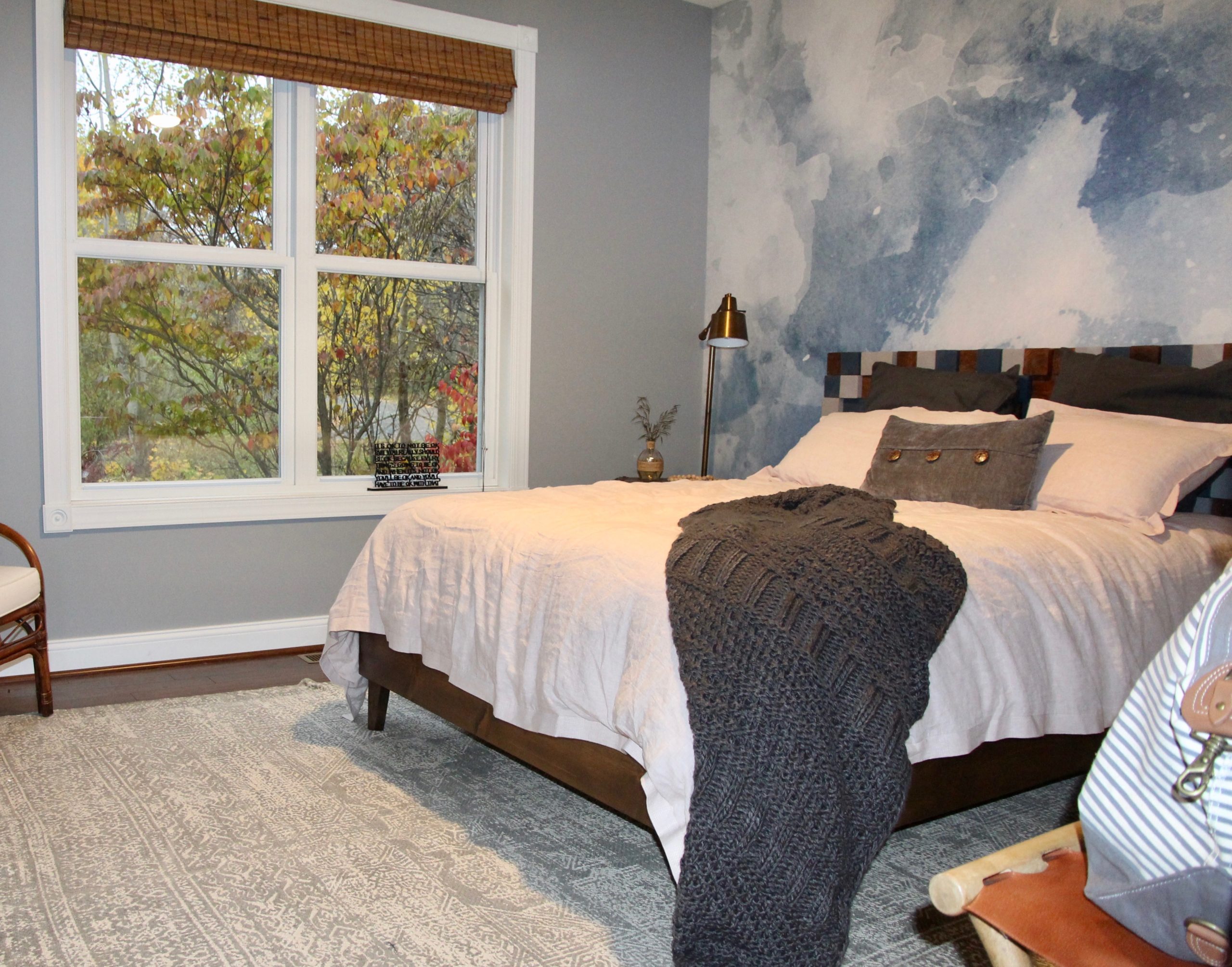 Guest Room with wall mural and bedding