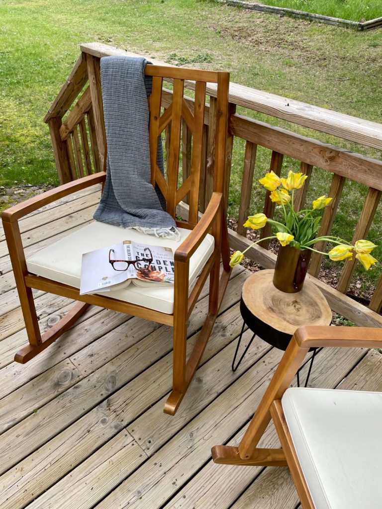 Rocking chair on Outdoor deck for Mid Summer Deck tour
