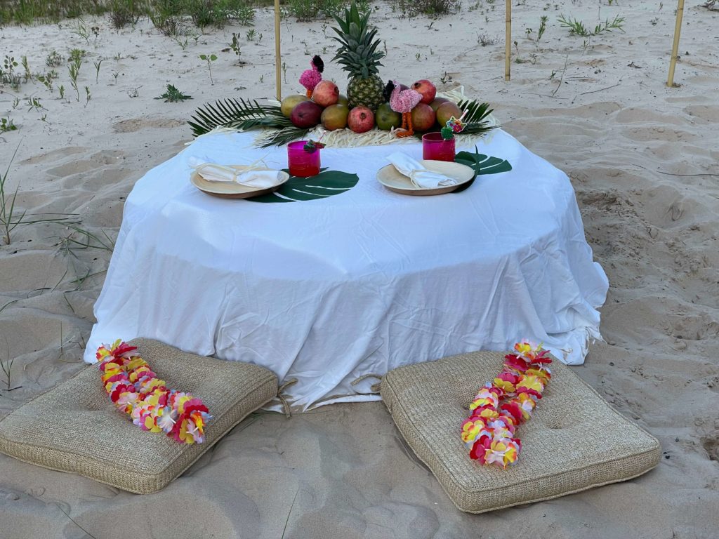 Themed Luau picnic with a festive tablescape