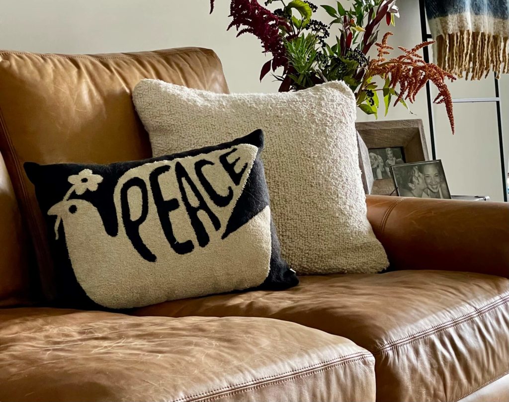 Black and white Peace pillow for Fall-Pillow from Urban Outfitters
