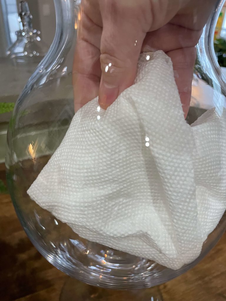 Cleaning glass jar.