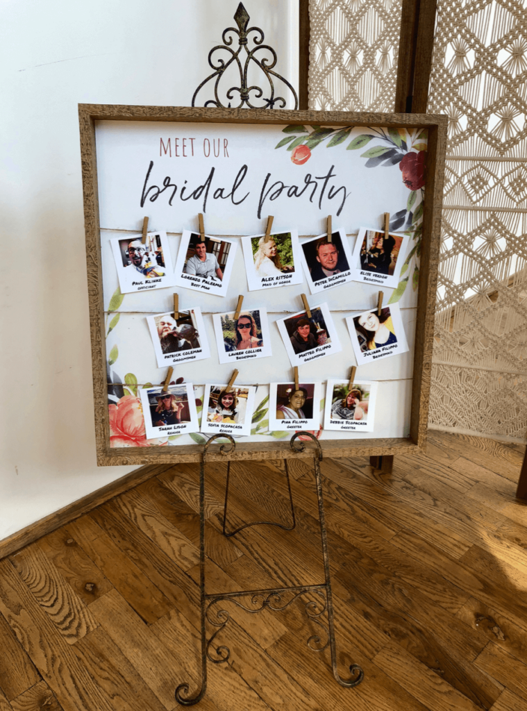 Meet our Bridal Party sign for a Fall Wedding.