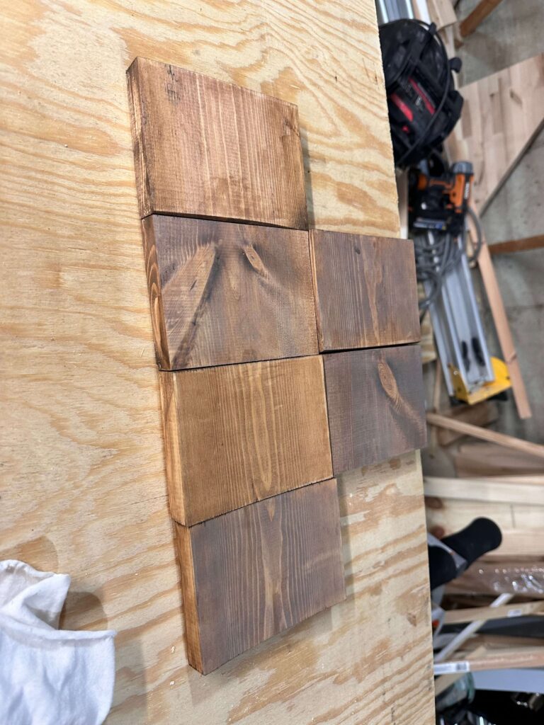 Wood blocks on plywood