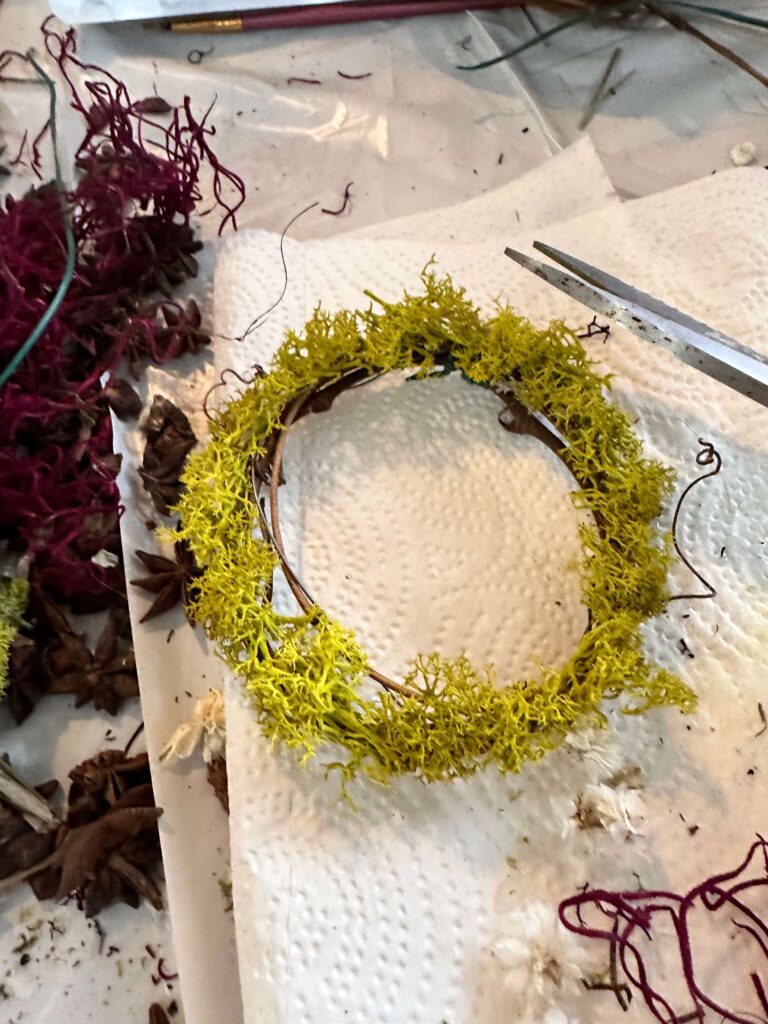 Moss covered Christmas Ornaments