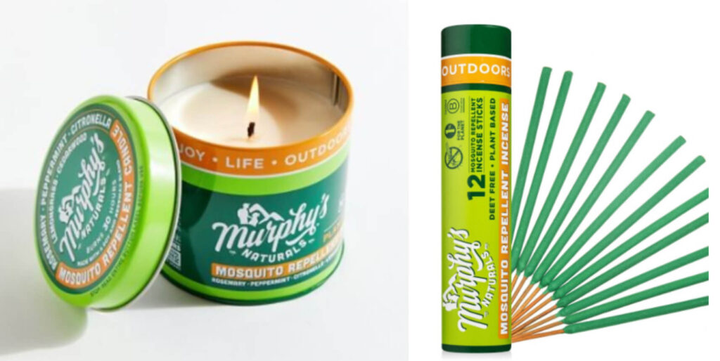 Picture of Murphy's Natural Mosquito repelling candles and incense sticks. I live on a lake and these are one of the three things I swear by to get rid of mosquitos.
