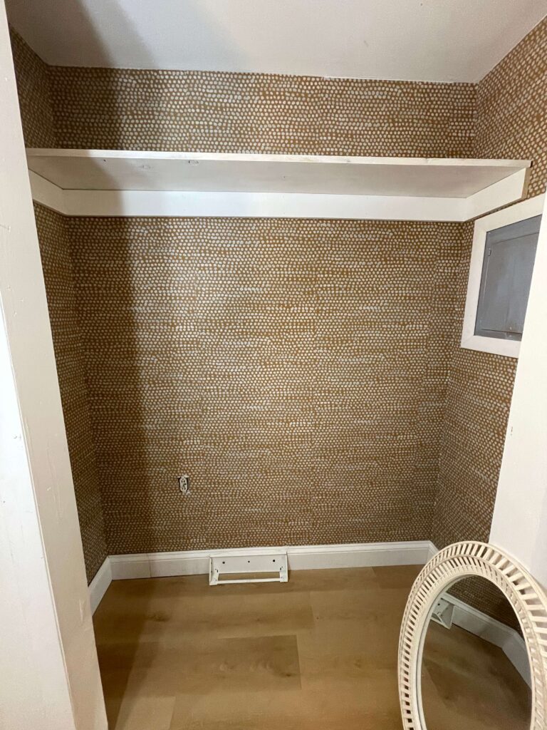 Peel-and Stick wallpaper in an Open closet