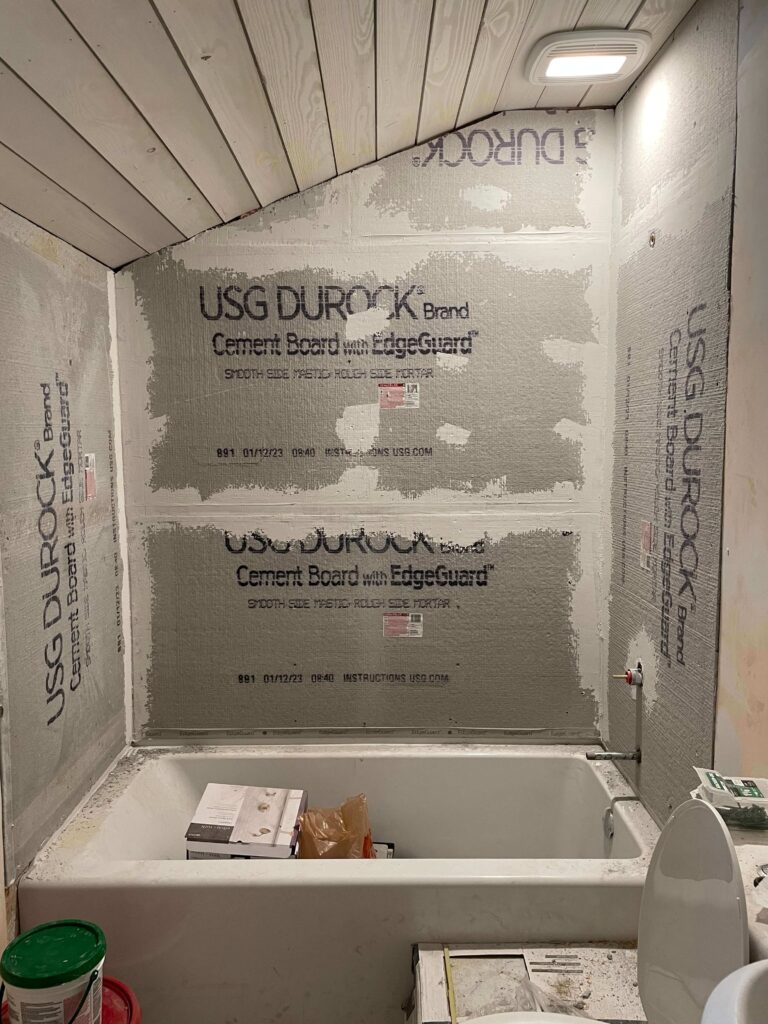 Cement Board for Shower prior to tile.
