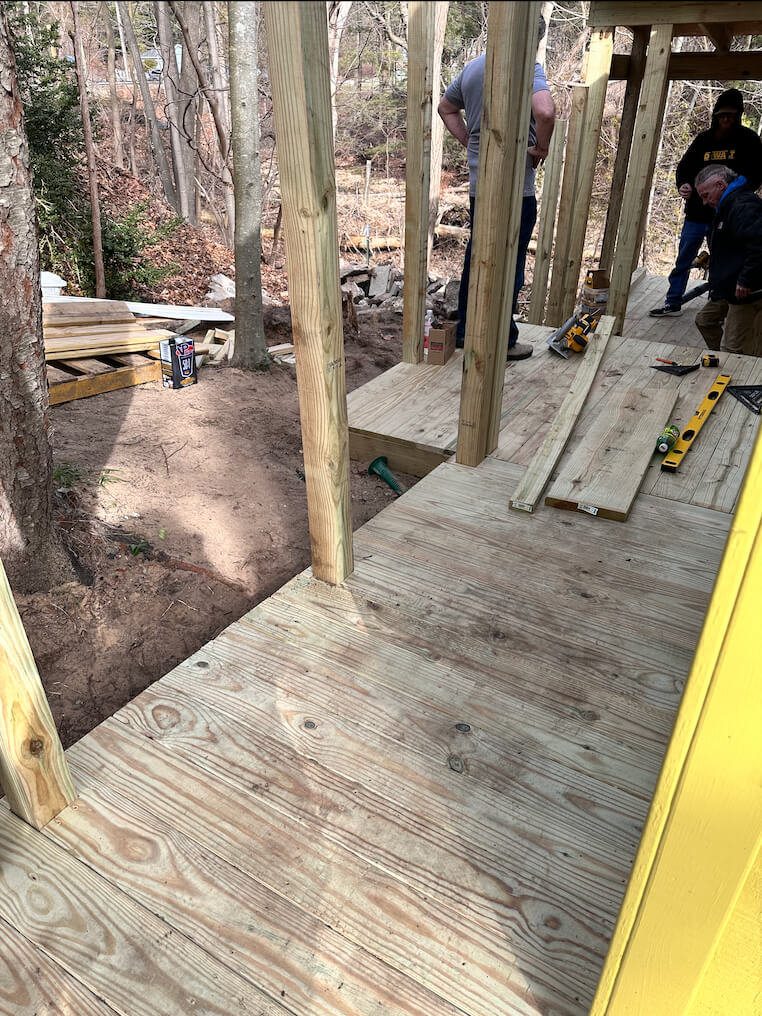 In process shot of deck build at summer cottage.