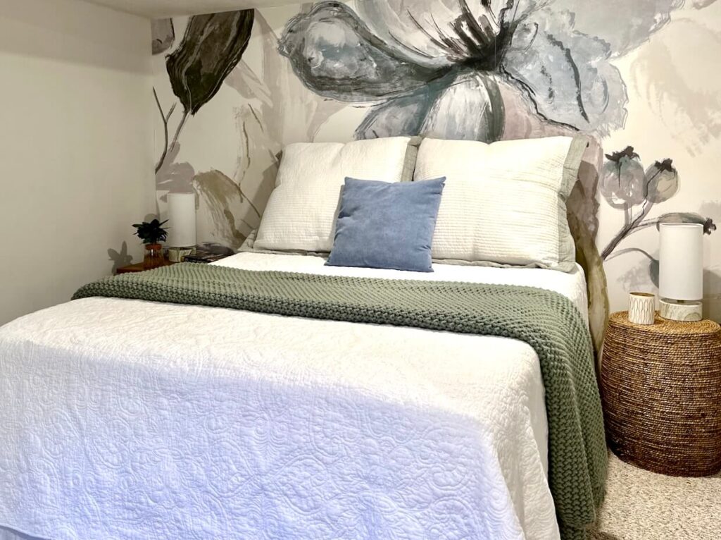 Bedroom refresh featuring a wallpaper mural.