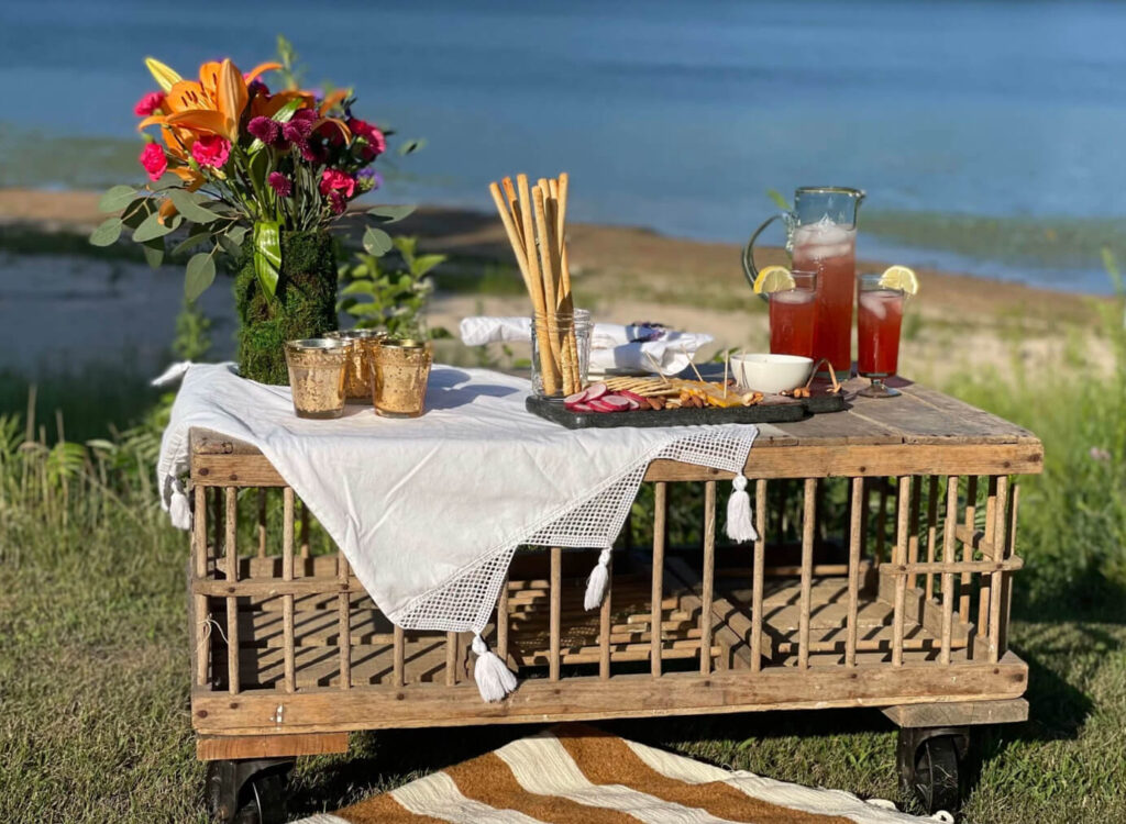 Vintage chicken crate turned into a coffee table.