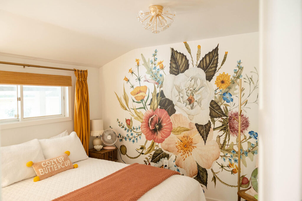 Large bold floral wall mural.