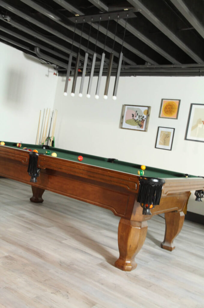 Renovated Basement with Peel and Stick Vinyl Flooring