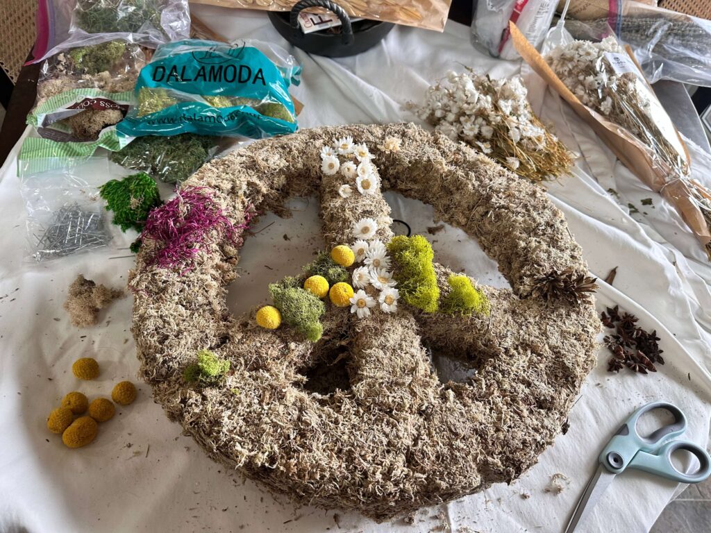 DIY Dried Floral Wreath in Progress