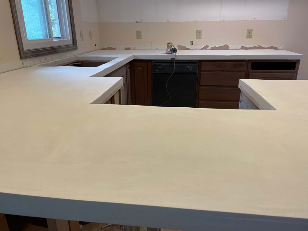 White DIY Concrete Countertops with a kit.