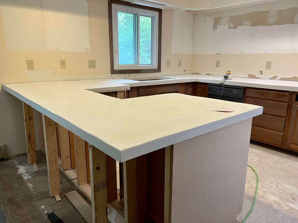 DIY White Concrete Countertops with a kit.