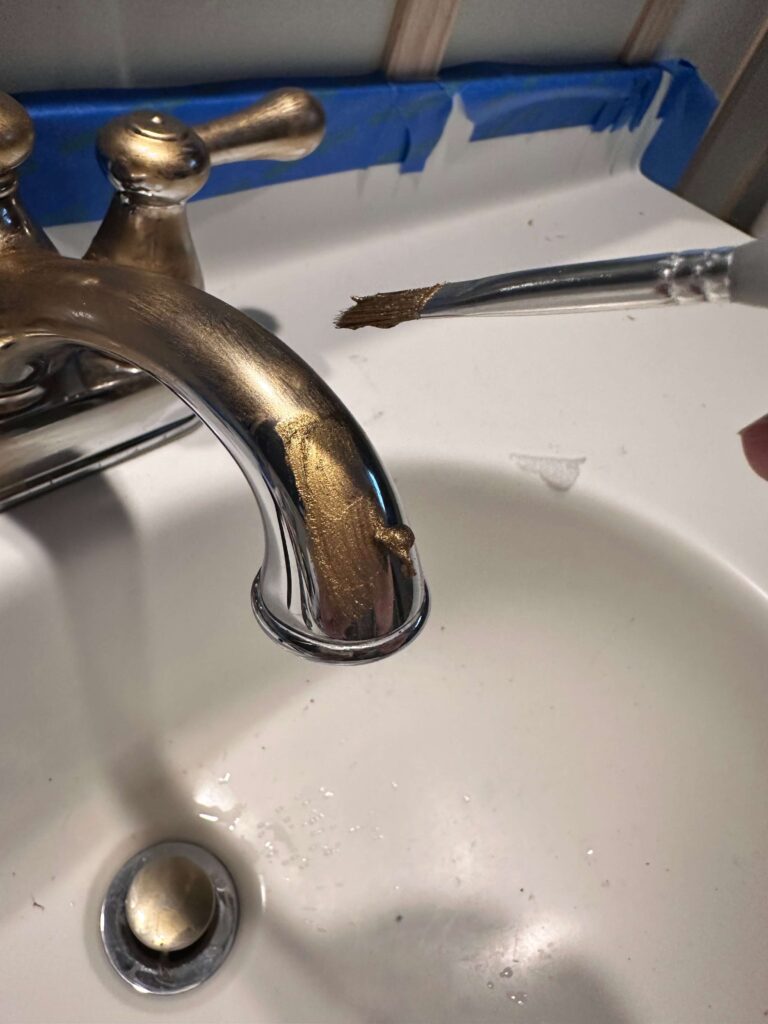 Using Rub and Buff to change the color of a bathroom faucet.