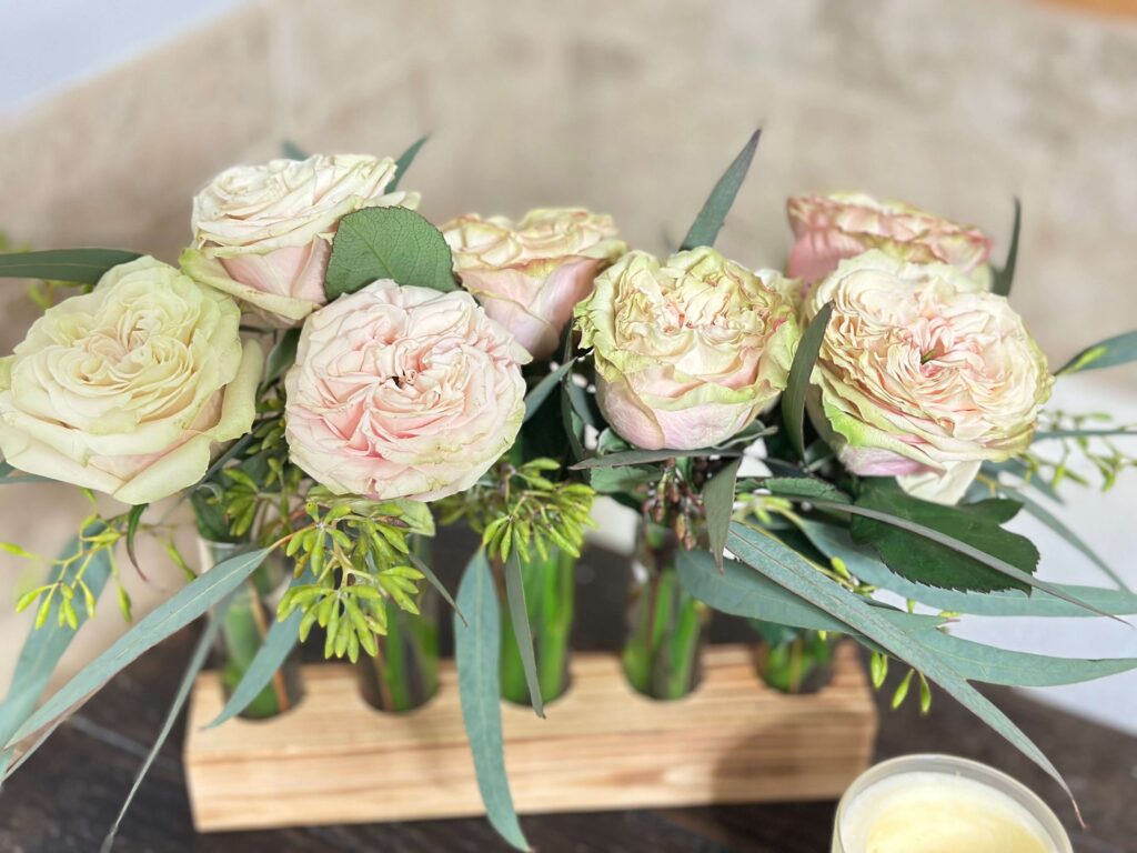 Fresh Flower Arrangement in Test Tubes.