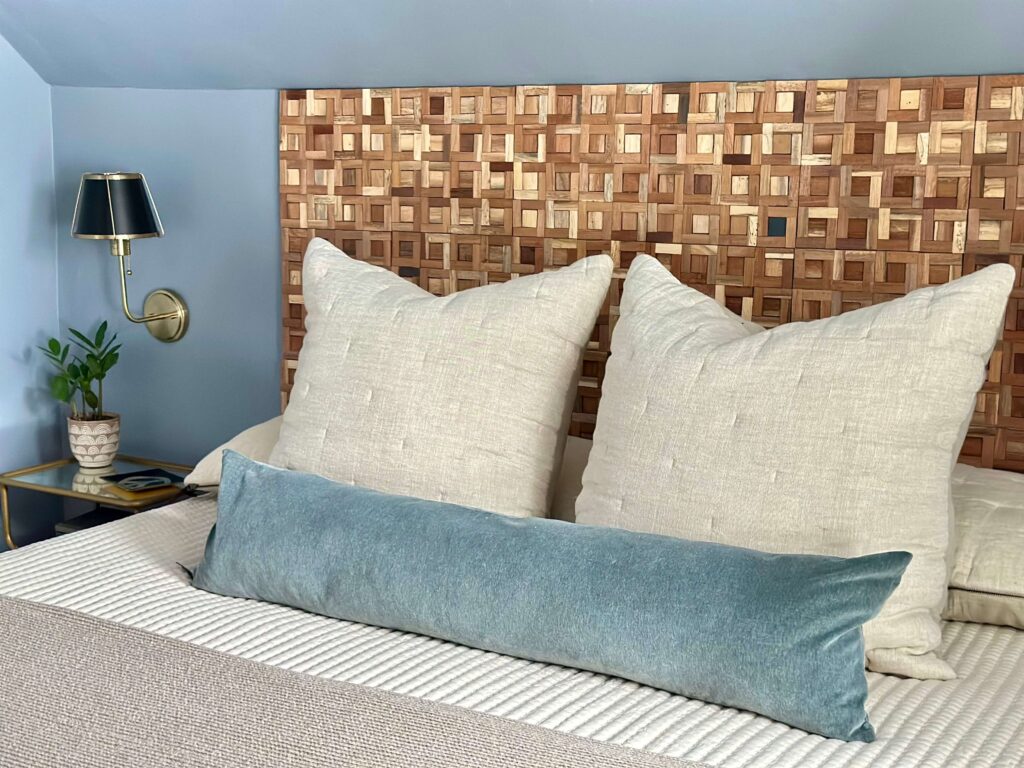 An Easy DIY Headboard from Wood Tiles. 