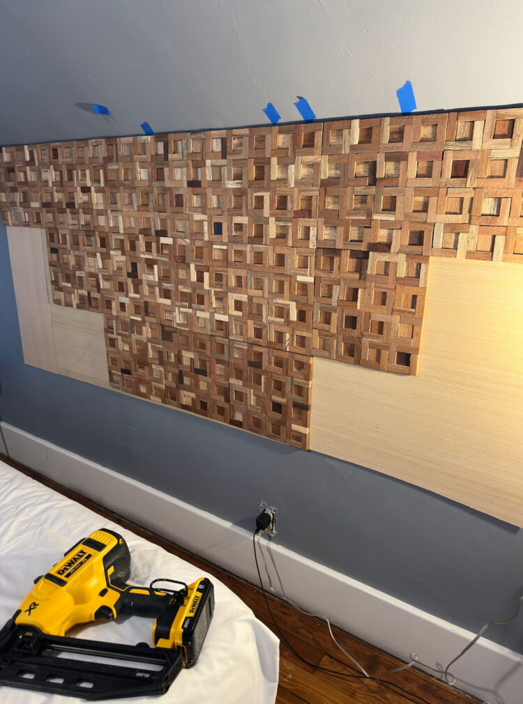 An Easy DIY Headboard Made from Wood Tiles A Life Unfolding