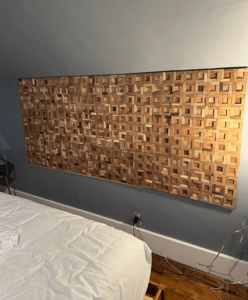 EASY DIY Headboard made with Wood Tiles.