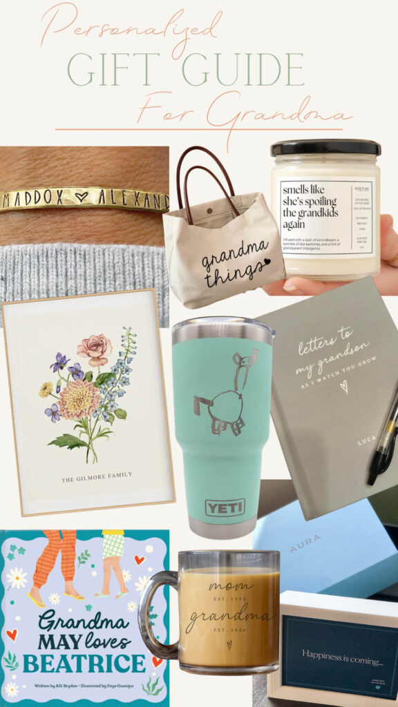 Gift Guide with Personalized Ideas for a Grandma.