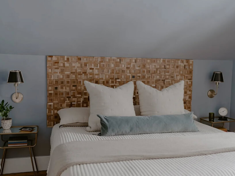 Diy Headboard from wood tiles