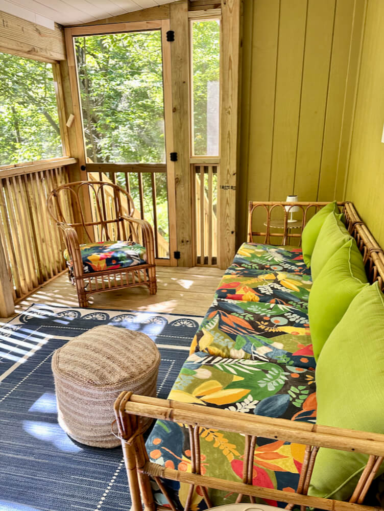 Covered Porch at an Airbnb Cottage.