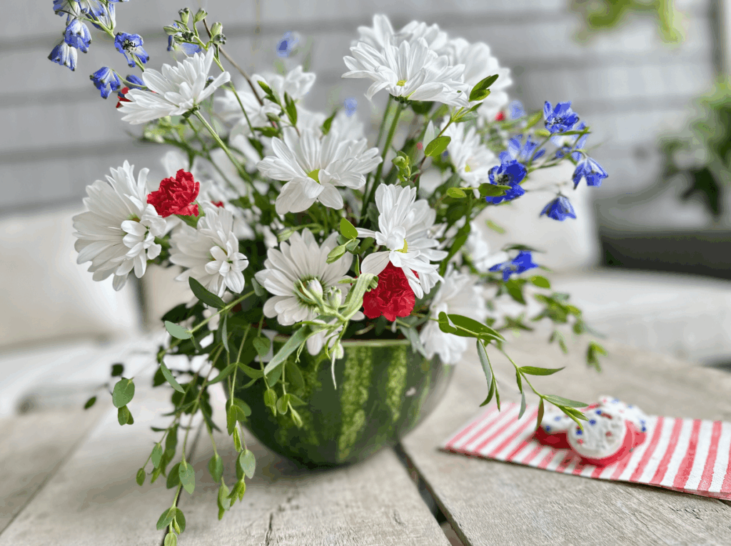 Create a Watermelon Vase Centerpiece for the 4th of July.