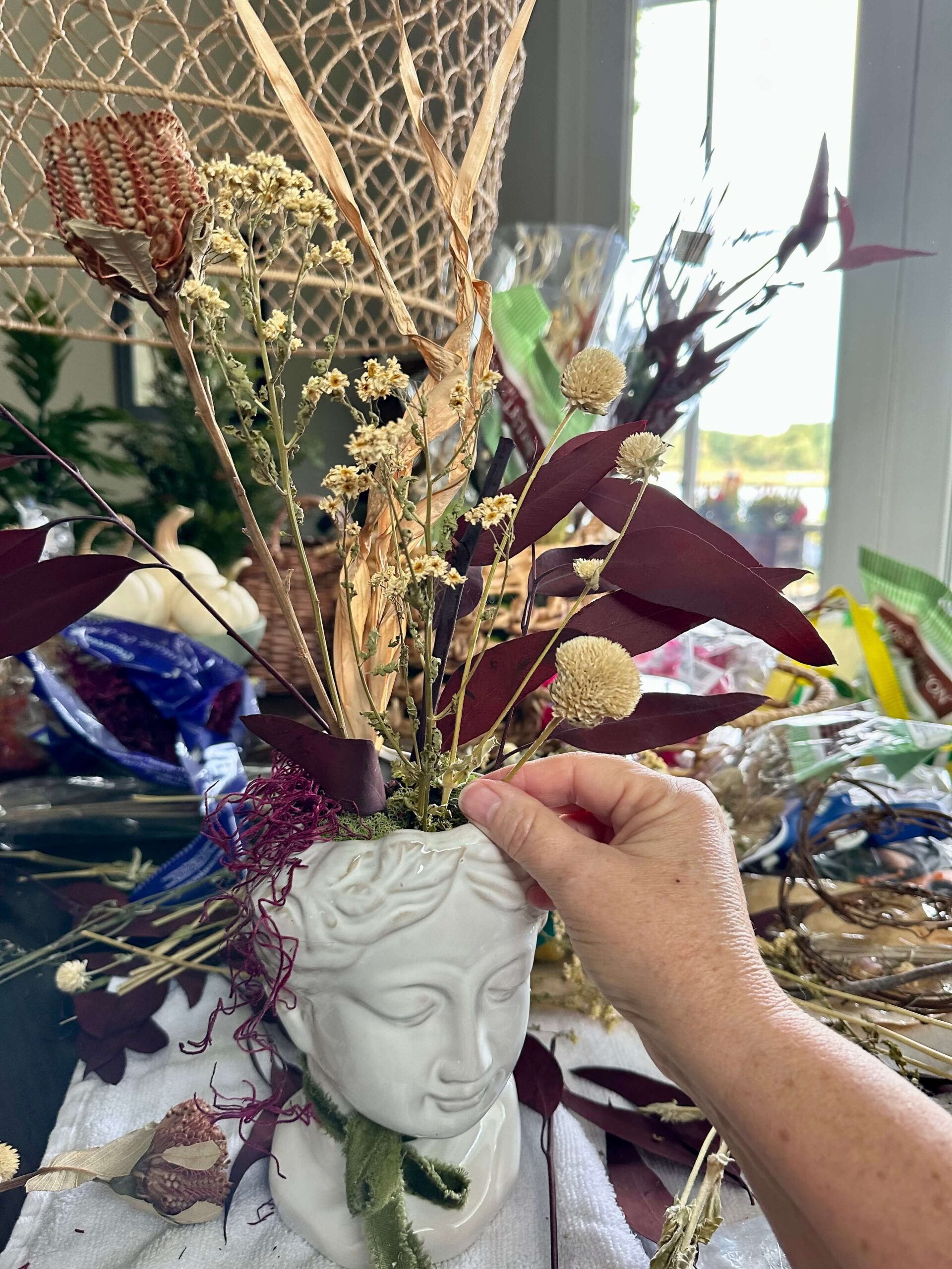 DIY a Fall Dried Flower Arrangement in a Head Vase - A Life Unfolding