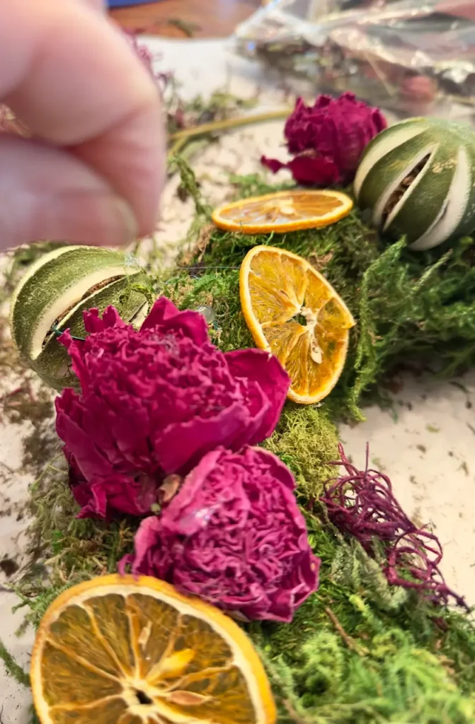 Making a DIY Christmas Wreath.