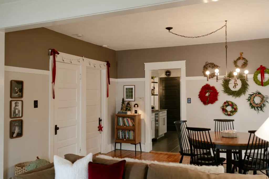 View of Wreath Wall in dining area