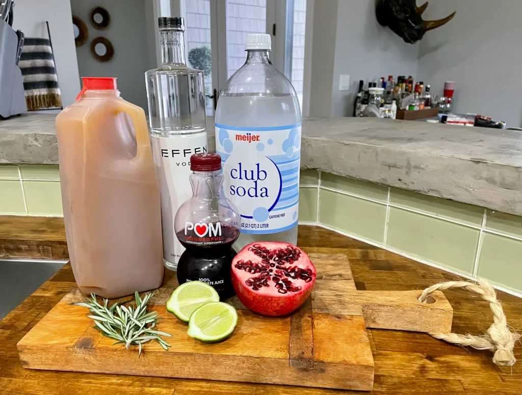 Apple Cider Pomegranate Spritz A Pretty Cocktail for Fall into Winter.