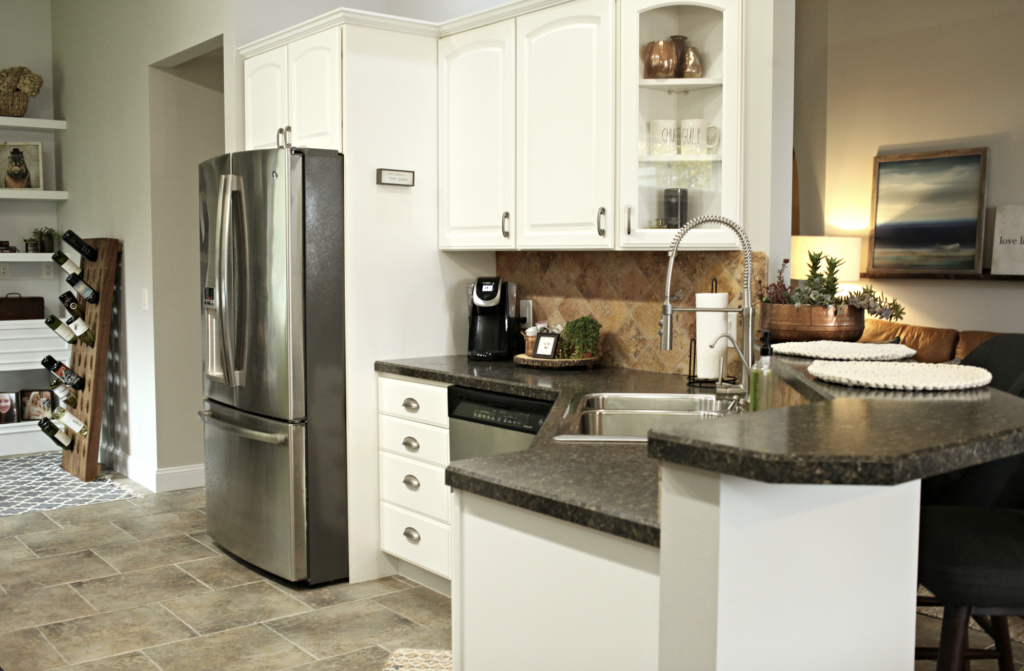 Small Galley Kitchen with White Cabinets