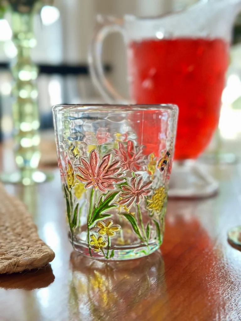 Spring glass in a organic Spring Tablescape