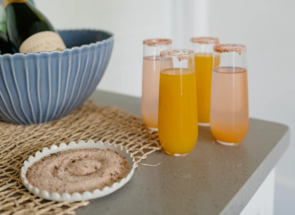 Grapefruit and Mango Mimosa's for Mother's Day Brunch