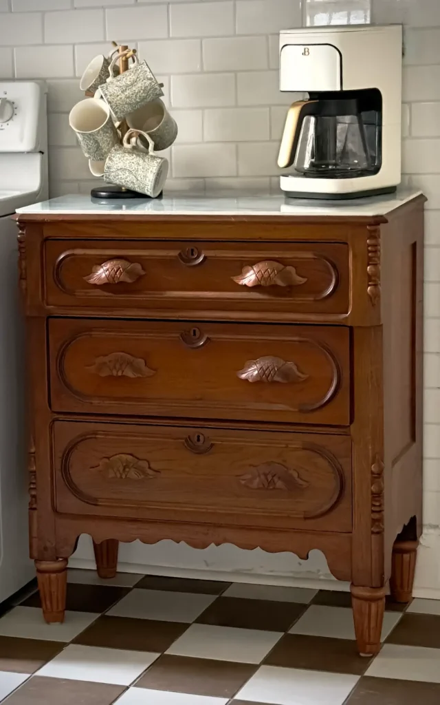 Vintage firniture as kitchen cabinet