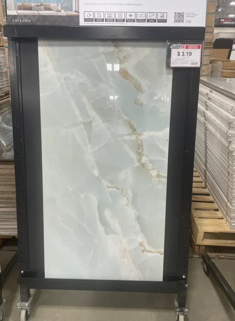 Porcelain Tile top of a DIY Kitchen Cabinet from a Vintage Dresser
