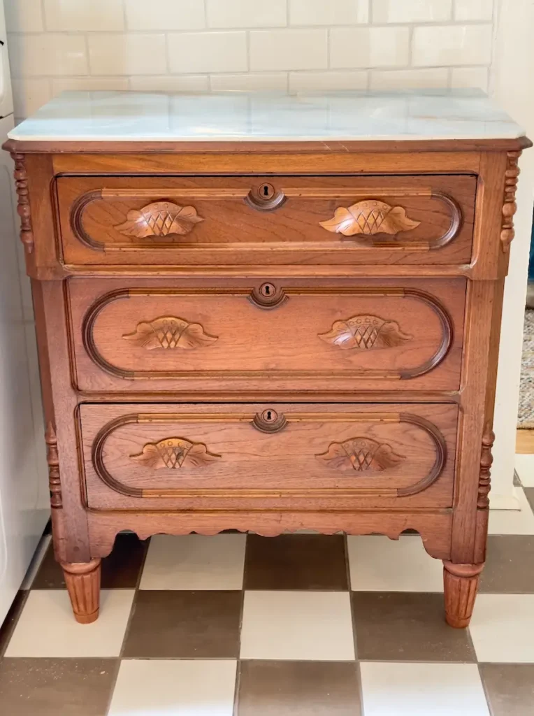 Vintage Dresser into Kitchen Storage. 