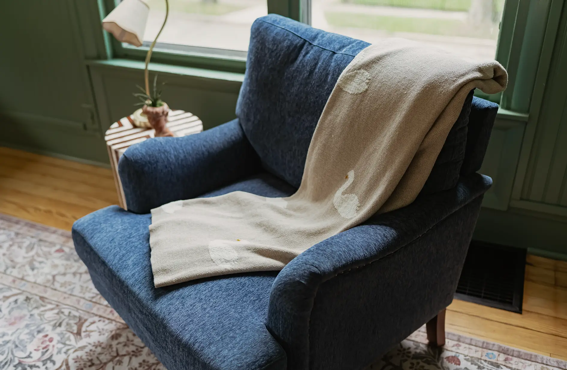 Blue Chenille Armchair